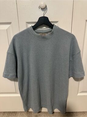 Men's Short-Sleeve Waffle Knit Shirt - Light Blue